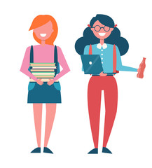 Students Poster with Female Pupils Holding Books