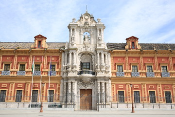 Fototapeta na wymiar The main entrance of the San Telmo Palace in Sevilla, Andalusia, Spain