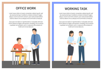 Office Work and Working Task Vector Illustration