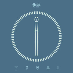 thin  brush for make-up Line vector icon. Flat design style.