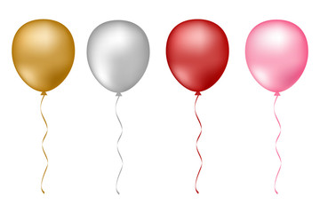 Colorful vector balloons on a transparent backgound. Festive holiday balloons.
