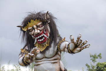 Ogoh-ogoh statue built for the Ngrupuk parade, which takes place on the even of Nyepi day in Bali island, Indonesia