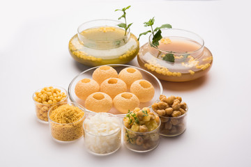 Pani Puri OR Golgappa is a popular Indian Chat menu, selective focus © Arundhati
