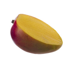 half of red mango isolated on white background