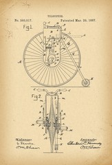 1887 Patent Velocipede Bicycle Unicycle history invention