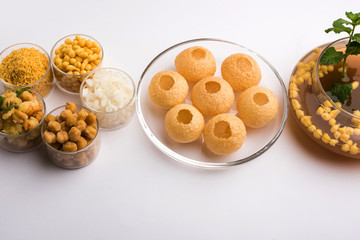 Pani Puri OR Golgappa is a popular Indian Chat menu, selective focus