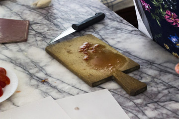 Fototapeta na wymiar chopping board at traditional turkish kitchen