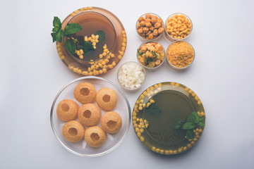 Pani Puri OR Golgappa is a popular Indian Chat menu, selective focus