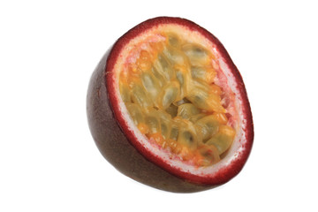 half of passion fruit isoalted on white background