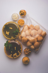 Pani Puri OR Golgappa is a popular Indian Chat menu, selective focus