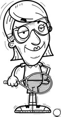 Confident Cartoon Senior Racquetball Player