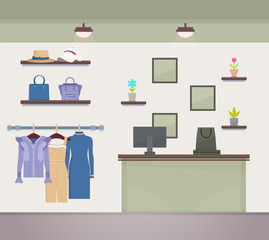 Store Collection of Clothes Vector Illustration