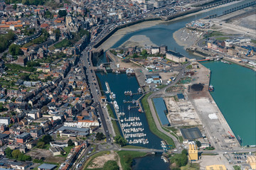 Fototapeta na wymiar vue aérienne de la ville du Tréport en Seine Maritime en France