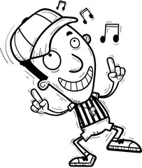 Cartoon Black Man Referee Dancing