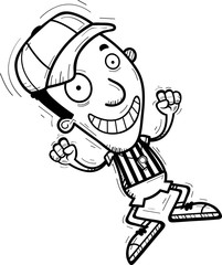 Cartoon Black Man Referee Jumping