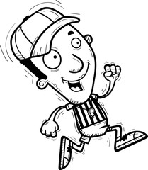 Cartoon Black Man Referee Running