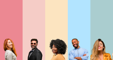 Cool group of people, woman and man confident and happy with a big natural smile laughing