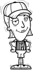 Confident Cartoon Woman Referee