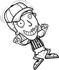 Cartoon Woman Referee Jumping