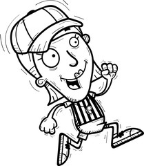 Cartoon Woman Referee Running