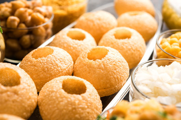 Pani Puri OR Golgappa is a popular Indian Chat menu, selective focus