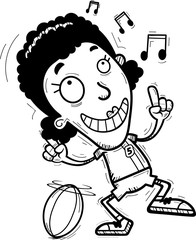 Cartoon Black Rugby Player Dancing