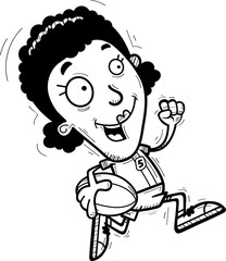 Cartoon Black Rugby Player Running