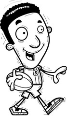 Cartoon Black Rugby Player Walking