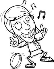 Cartoon Senior Rugby Player Dancing