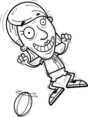 Cartoon Senior Rugby Player Jumping