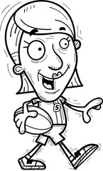 Cartoon Senior Rugby Player Walking