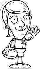 Cartoon Senior Rugby Player Waving