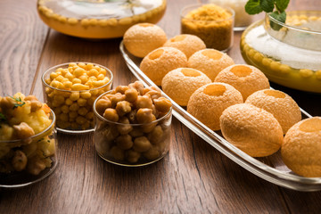 Pani Puri OR Golgappa is a popular Indian Chat menu, selective focus © Arundhati