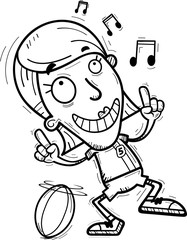 Cartoon Rugby Player Dancing