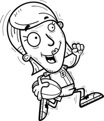 Obraz premium Cartoon Rugby Player Running