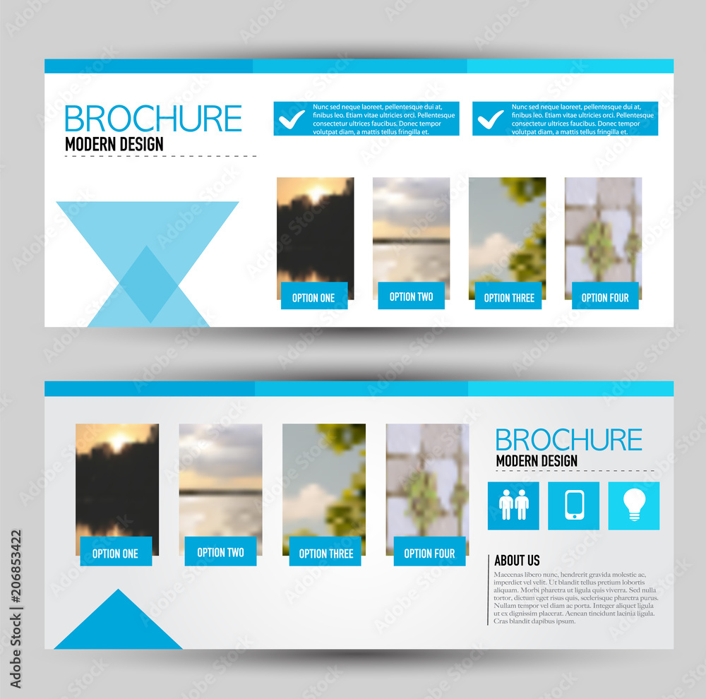 Wall mural flyer banner or web header template set. vector illustration promotion design background. blue color