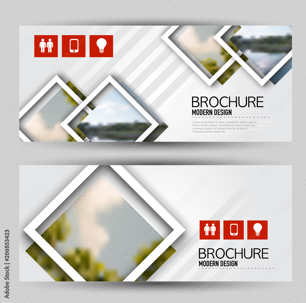 Poster flyer banner or web header template set. vector illustration promotion design background. red color.