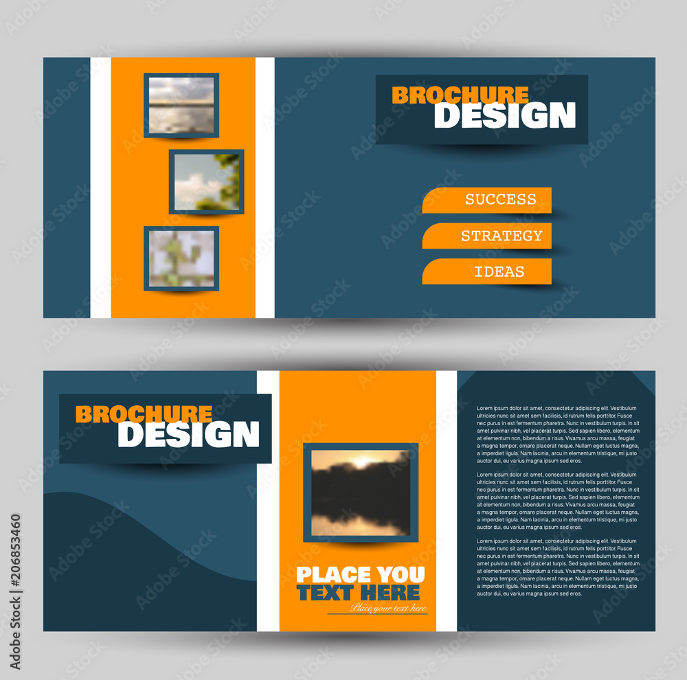 Wall mural flyer banner or web header template set. vector illustration promotion design background. blue and o