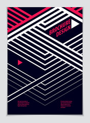 Design template for flyer, booklet, greeting card, invitation and advertising. Geometric line pattern vector abstract advertising art. Minimalistic brochure design. A4 print format.