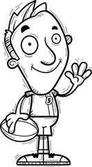 Obraz premium Cartoon Rugby Player Waving