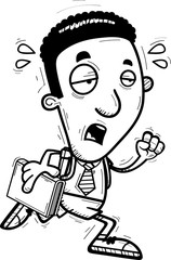 Exhausted Cartoon Black Man Student