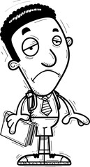 Sad Cartoon Black Man Student