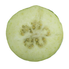 half of guava isolated on white background