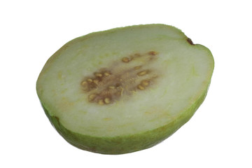 half of guava isolated on white background