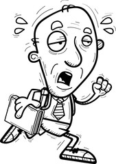 Exhausted Cartoon Senior Citizen Student