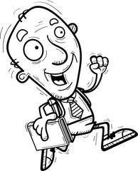Cartoon Senior Citizen Student Running