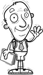 Cartoon Senior Citizen Student Waving