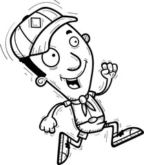 Cartoon Black Man Scout Running