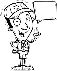 Cartoon Black Man Scout Talking