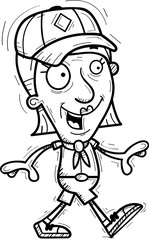 Cartoon Senior Citizen Scout Walking